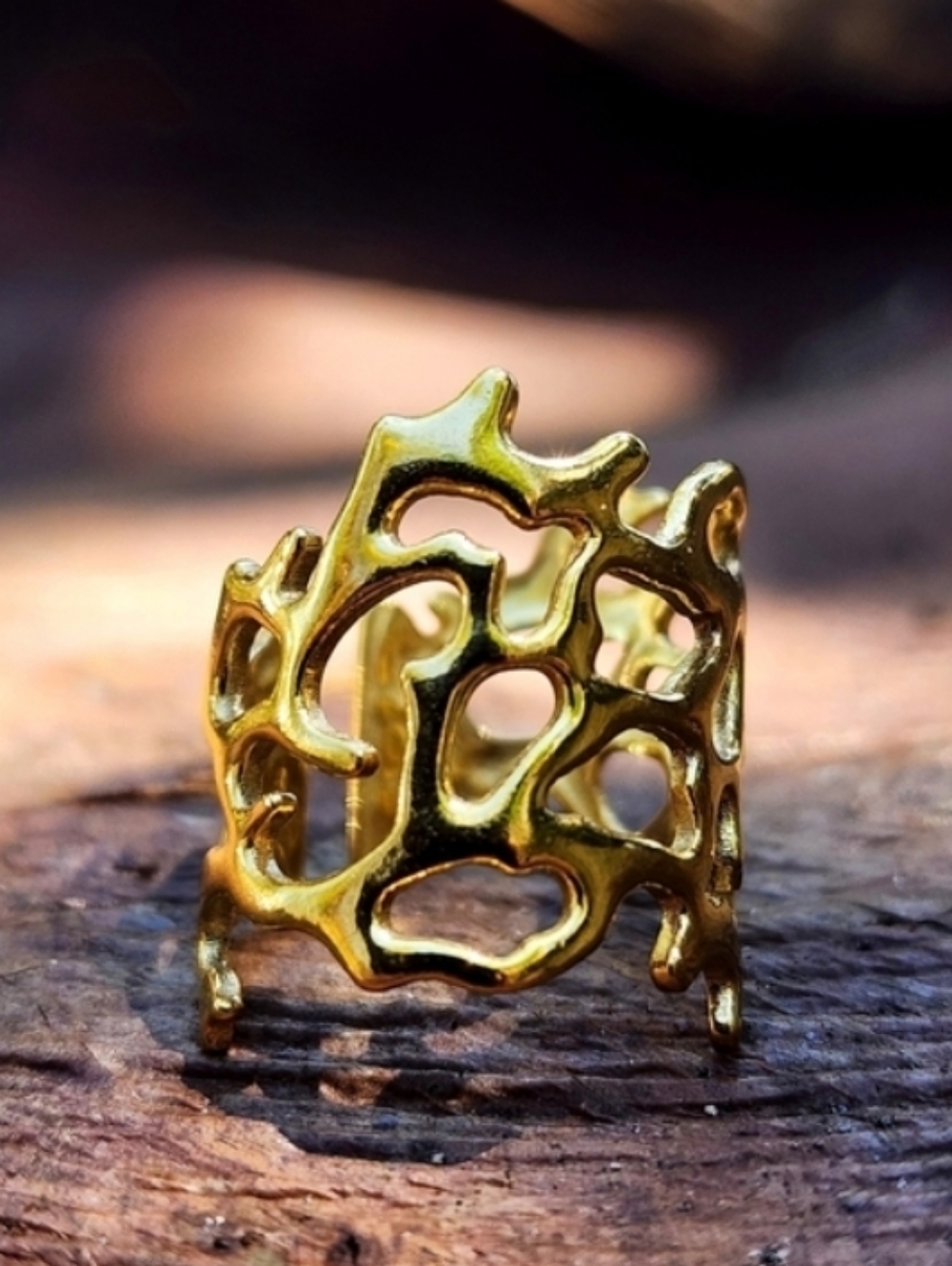 Nordstrom Gold Coral Designer Jewelry 14K Gold plated Hypoallergenic Ring